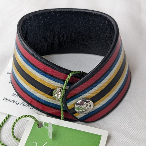 Vera Bradley NWT Candy Bracelet Barcelona stripes 8 inch red yellow blue white - Picture 5 of 12
